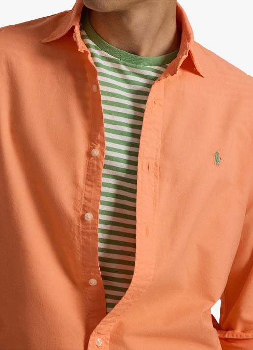Ralph Lauren Custom fit overhemd met logoborduring - detail 5 pompano orange / oranje