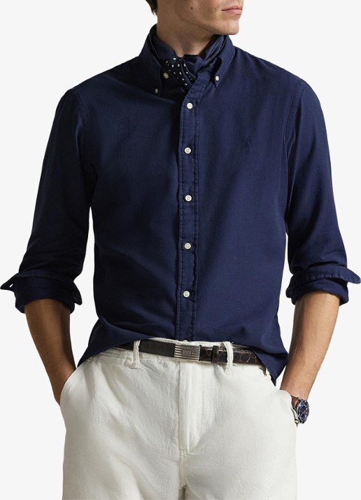 Ralph Lauren Custom fit overhemd met logoborduring