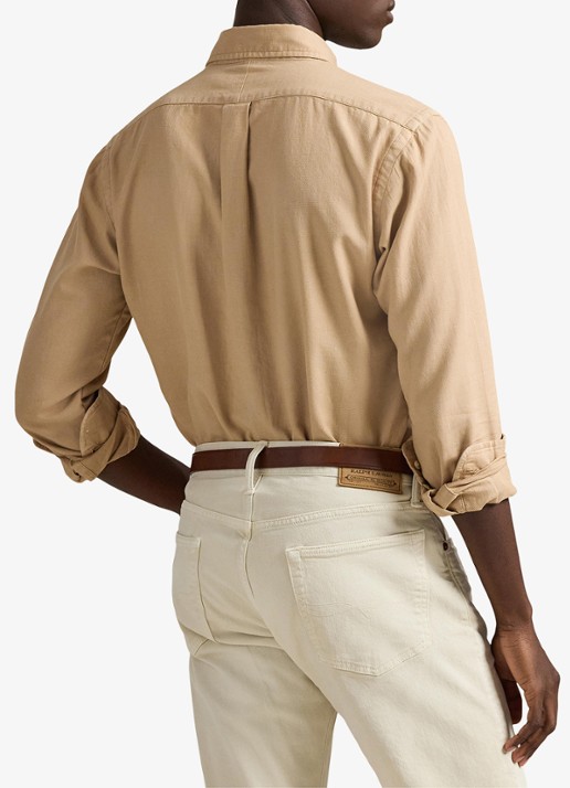 Ralph Lauren Custom fit overhemd met logoborduring - achterkant 5 surrey tan / bruin