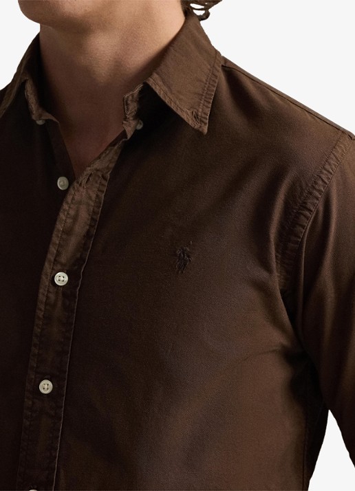 Ralph Lauren Custom fit overhemd met logoborduring - detail 5 nutmeg brown / bruin