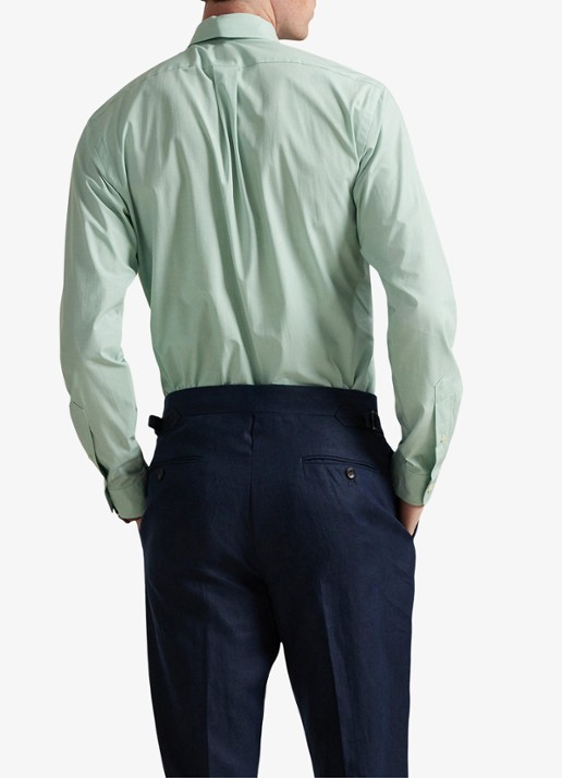 Ralph Lauren Custom fit overhemd met logoborduring - achterkant 3 essex green white / lindegroen