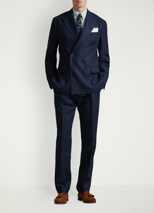 Ralph Lauren Custom fit overhemd met logoborduring - voorkant 2 essex green white / lindegroen