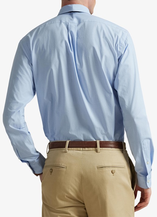 Ralph Lauren Custom fit overhemd met logoborduring - achterkant 5 cabana blue white / lichtblauw