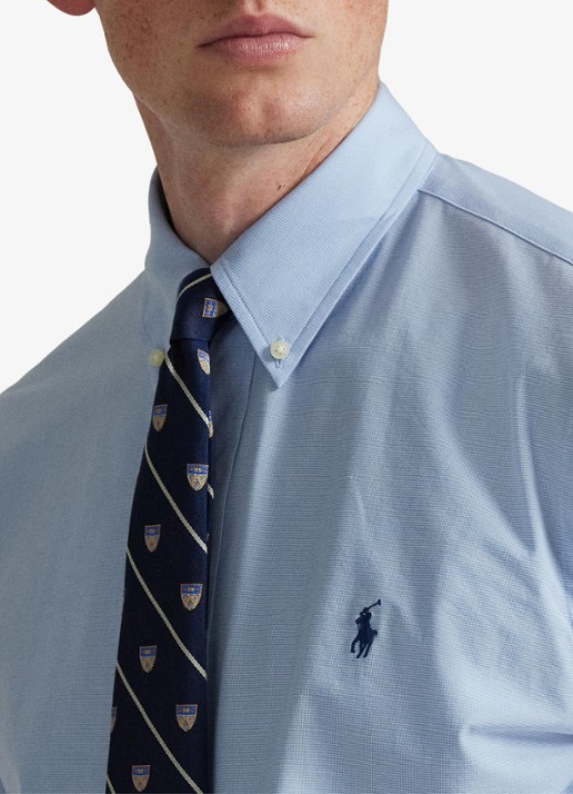 Ralph Lauren Custom fit overhemd met logoborduring - detail 2 cabana blue white / lichtblauw