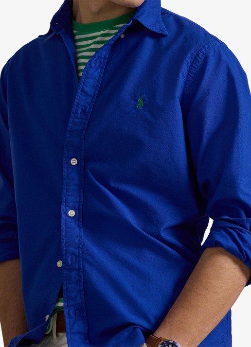 Ralph Lauren Custom fit overhemd met logoborduring - detail 4 pacific royal