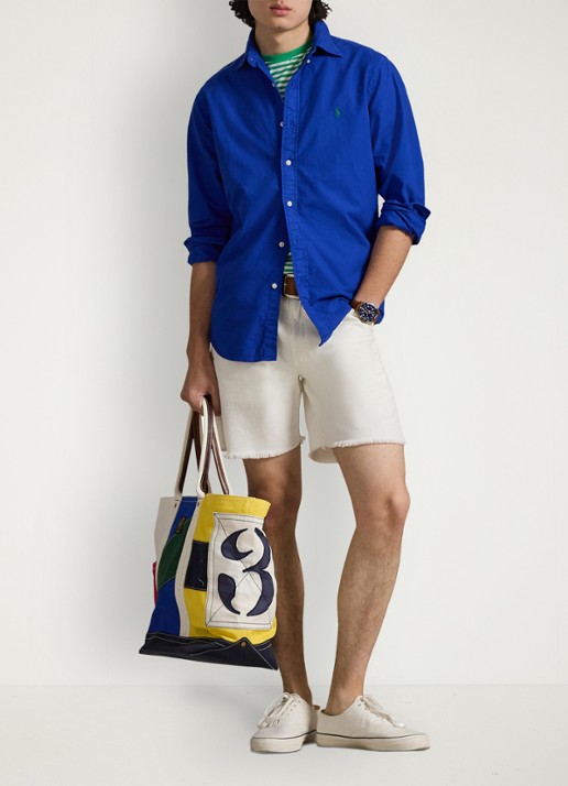 Ralph Lauren Custom fit overhemd met logoborduring - voorkant 2 pacific royal