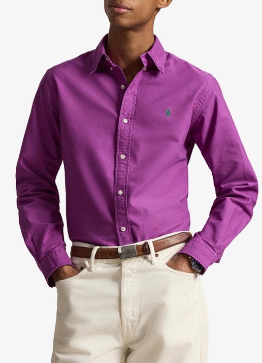 Ralph Lauren Custom fit overhemd met logoborduring - detail 4 purple dawn