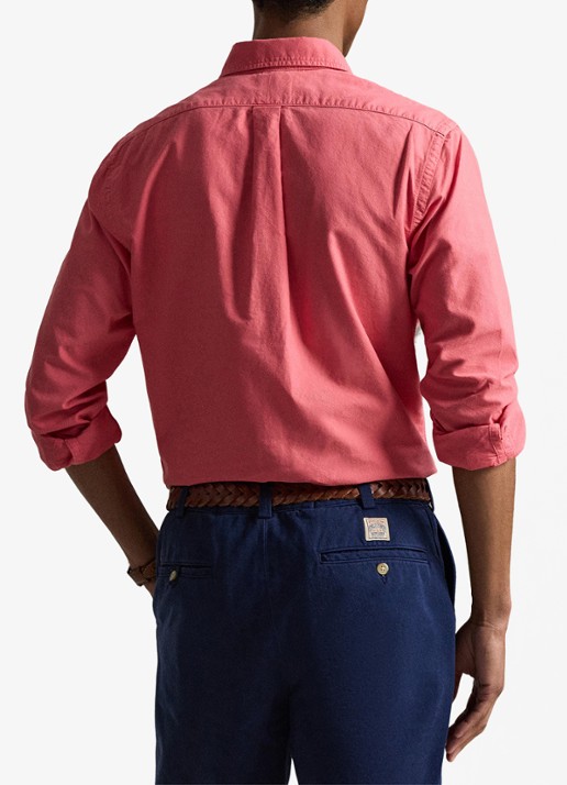 Ralph Lauren Custom fit overhemd met logoborduring - achterkant 3 pale red