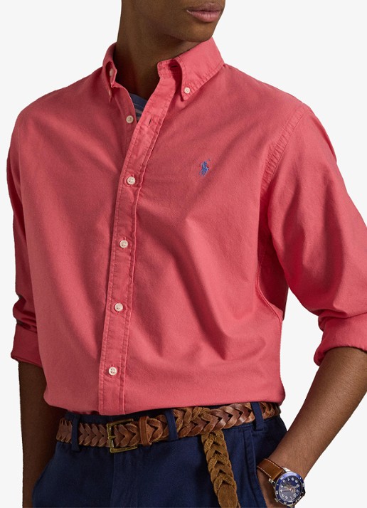 Ralph Lauren Custom fit overhemd met logoborduring - detail 5 pale red