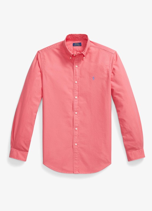 Ralph Lauren Custom fit overhemd met logoborduring - voorkant pale red