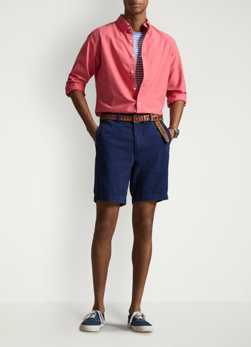 Ralph Lauren Custom fit overhemd met logoborduring - voorkant 2 pale red