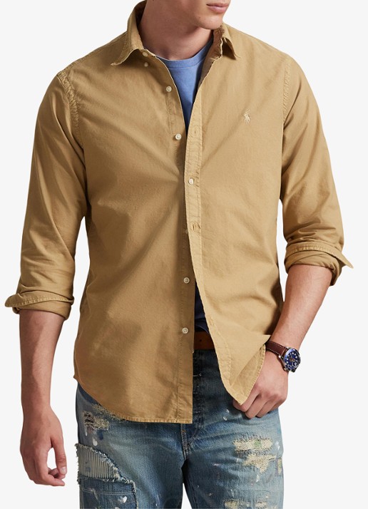 Ralph Lauren Custom fit overhemd met logoborduring