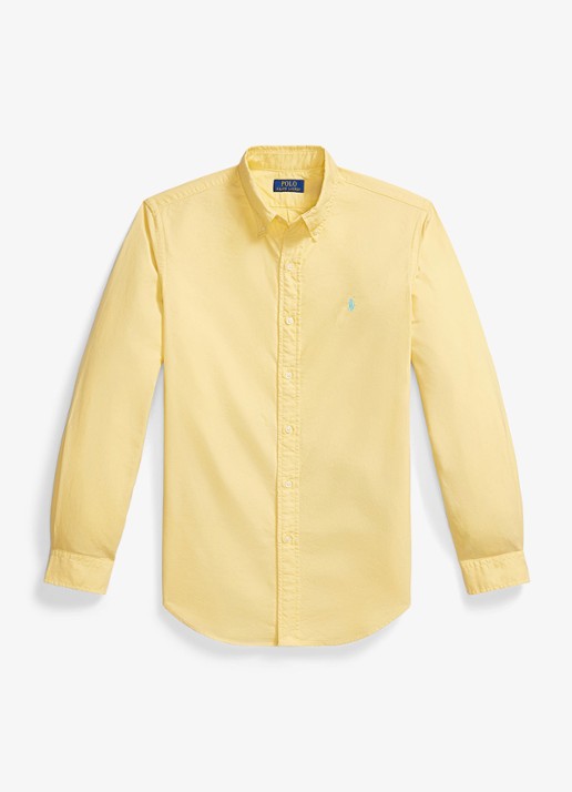 Ralph Lauren Custom fit overhemd met logoborduring - voorkant corn yellow