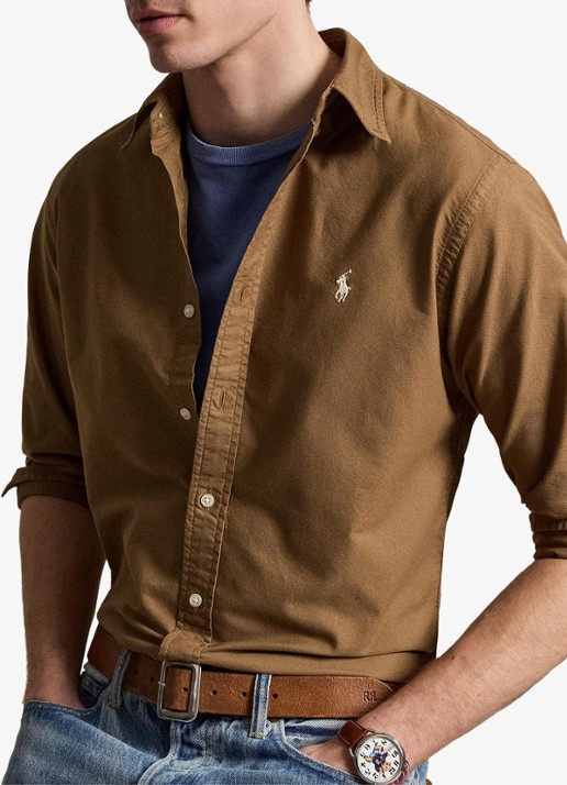Ralph Lauren Custom fit overhemd met logoborduring - detail 3 rl brown