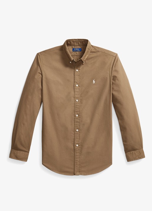 Ralph Lauren Custom fit overhemd met logoborduring - voorkant 5 rl brown