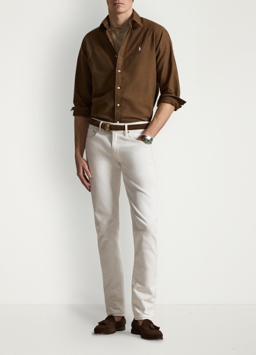 Ralph Lauren Custom fit overhemd met logoborduring - detail 4 chestnut / lichtbruin