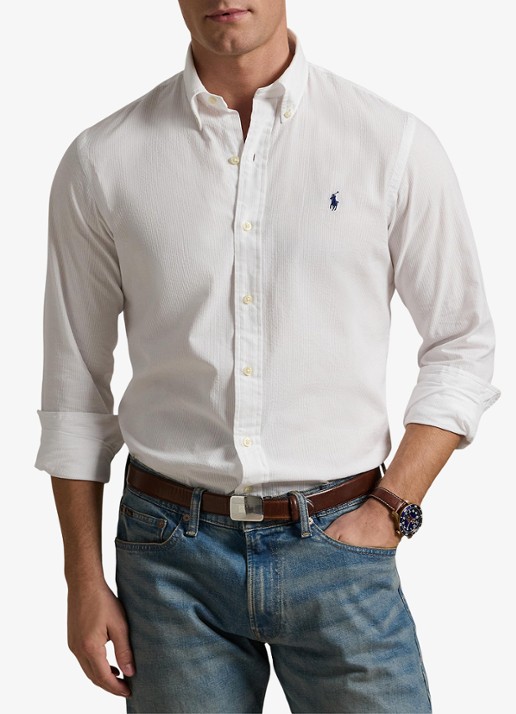 Ralph Lauren Custom fit overhemd met logoborduring