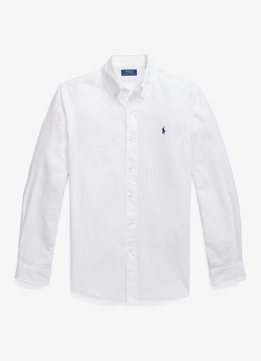 Ralph Lauren Custom fit overhemd met logoborduring - voorkant white / wit
