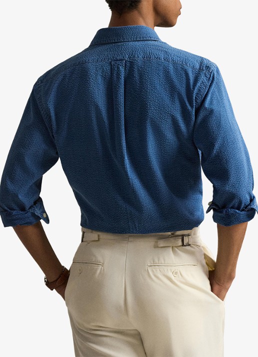 Ralph Lauren Custom fit overhemd met logoborduring - achterkant dark indigo-2wee