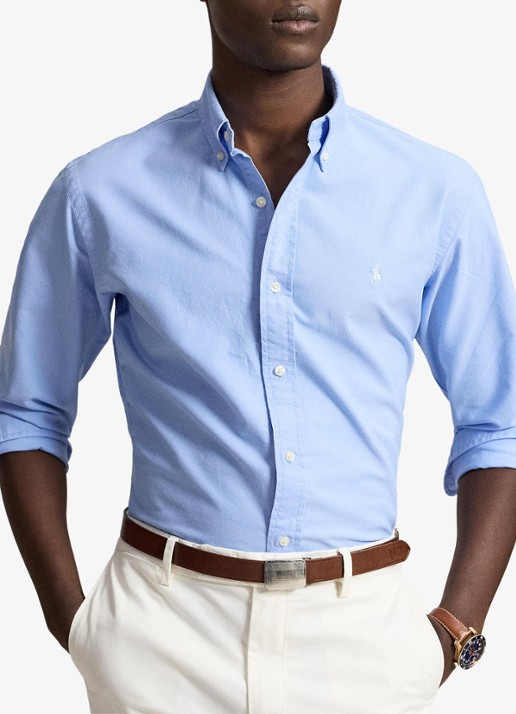 Ralph Lauren Custom fit overhemd met logoborduring - voorkant 2 austin blue white-zx2u