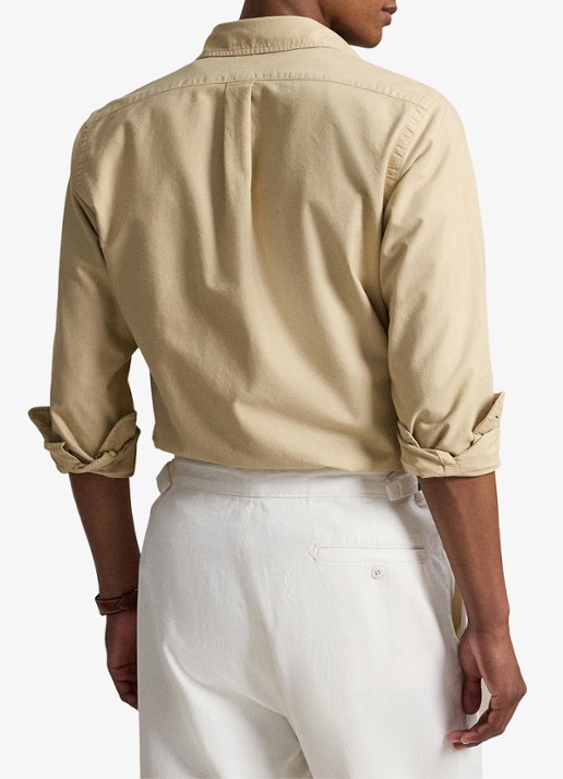 Ralph Lauren Custom fit overhemd met logoborduring - achterkant 3 dune tan-33g2
