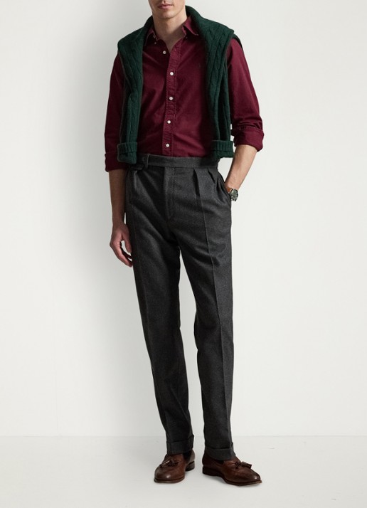 Ralph Lauren Custom fit overhemd met logoborduring - detail 2 classic wine / wijnrood