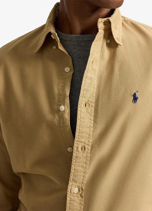 Ralph Lauren Custom fit overhemd met logoborduring - detail 5 classic camel / camel
