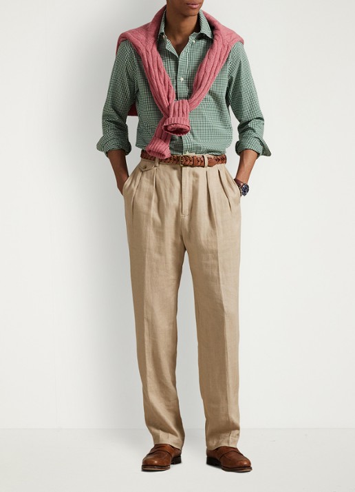 Ralph Lauren Custom fit overhemd met ruitdessin en logoborduring - voorkant 4 new forest white / groen