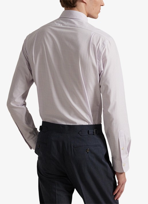 Ralph Lauren Custom fit overhemd met ruitdessin en logoborduring - achterkant white light lilac / lichtroze-486o