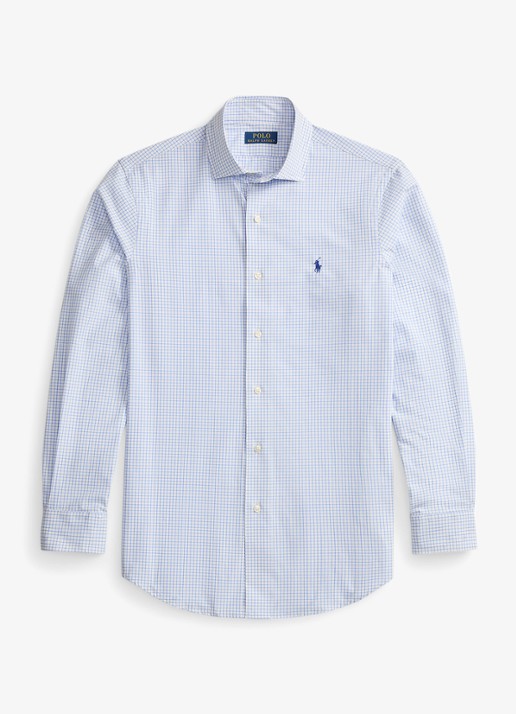 Ralph Lauren Custom fit overhemd met ruitdessin en logoborduring - voorkant 2 white harbor island
