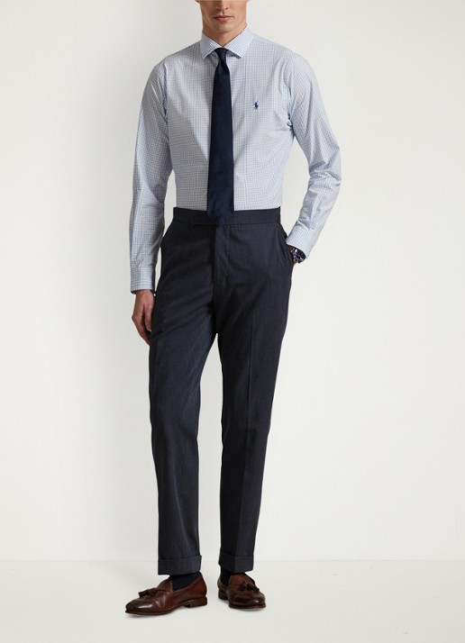 Ralph Lauren Custom fit overhemd met ruitdessin en logoborduring - voorkant 3 white harbor island