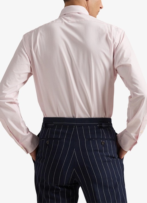 Ralph Lauren Custom fit overhemd met ruitdessin en logoborduring - achterkant white carmel pink / lichtroze