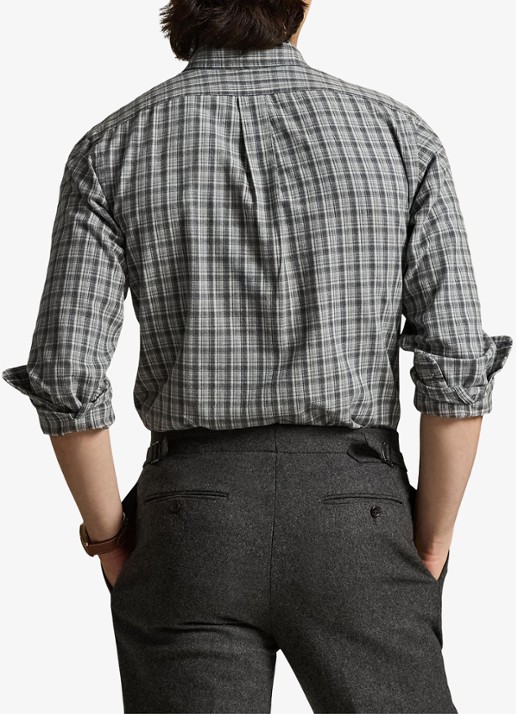 Ralph Lauren Custom fit overhemd met ruitdessin en logoborduring - achterkant 5 grey heather / grijs