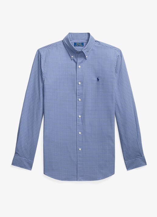 Ralph Lauren Custom fit overhemd met ruitdessin en logoborduring - voorkant 2 blue multi / blauw