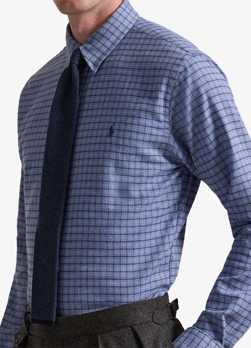 Ralph Lauren Custom fit overhemd met ruitdessin en logoborduring - detail 5 blue heather / blauw