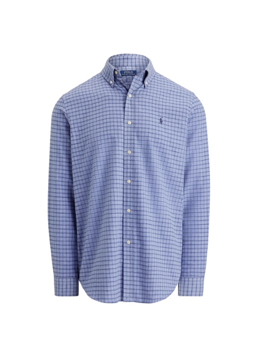 Ralph Lauren Custom fit overhemd met ruitdessin en logoborduring - voorkant 2 blue heather / blauw