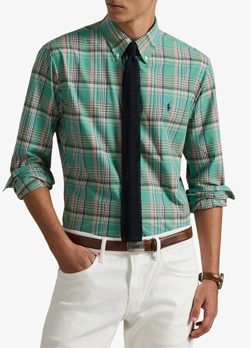 Ralph Lauren Custom fit overhemd met ruitdessin en logoborduring