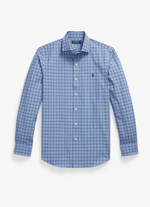 Ralph Lauren Custom fit overhemd met ruitdessin en logoborduring - voorkant 4 blue multi / blauw