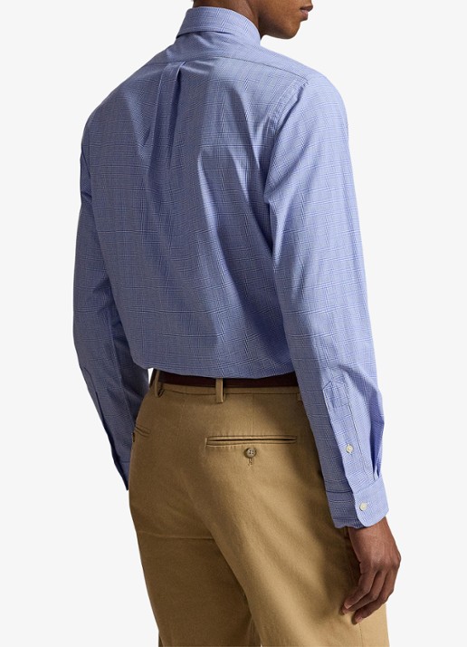 Ralph Lauren Custom fit overhemd met ruitdessin en logoborduring - achterkant 3 maidstone blue white / blauw