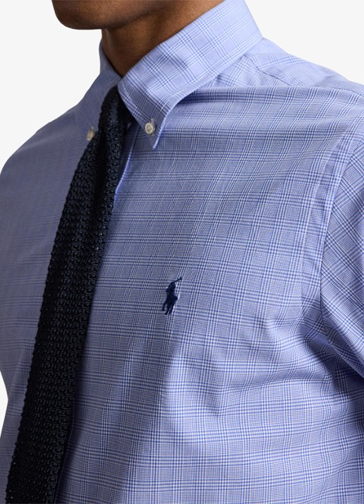 Ralph Lauren Custom fit overhemd met ruitdessin en logoborduring - detail 2 maidstone blue white / blauw