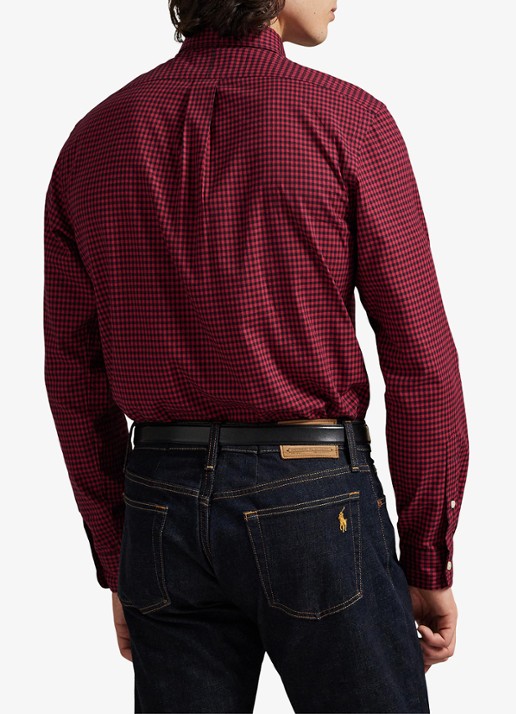 Ralph Lauren Custom fit overhemd met ruitdessin - achterkant 3 wine/nero