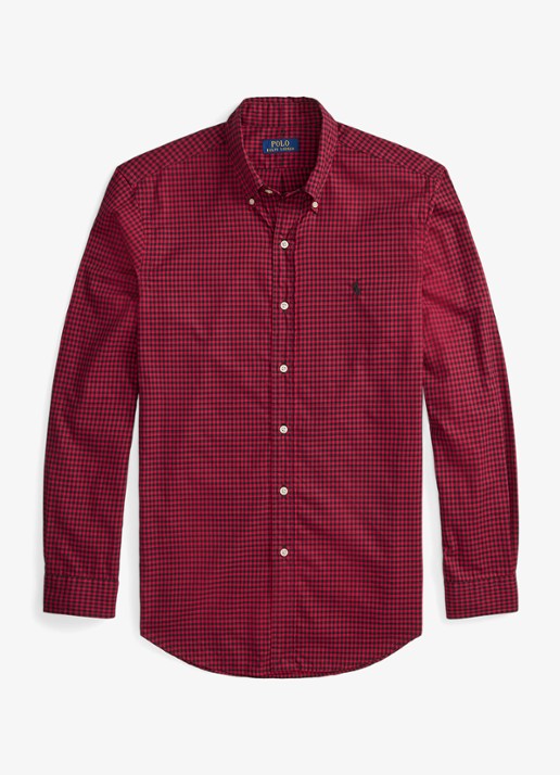 Ralph Lauren Custom fit overhemd met ruitdessin - voorkant 4 wine/nero