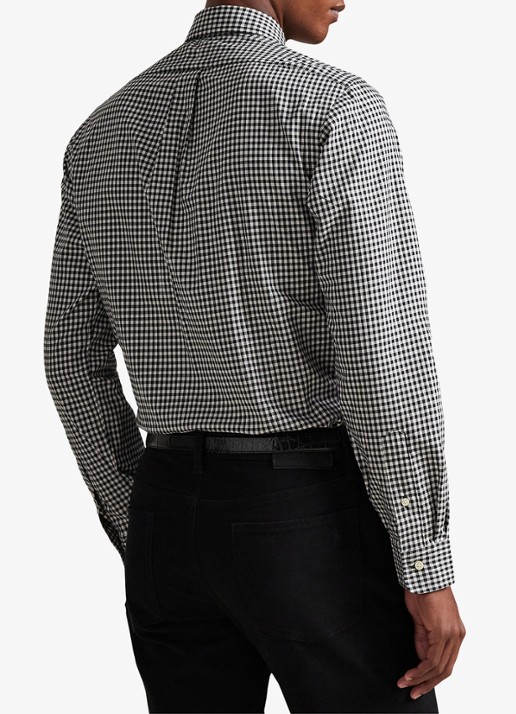 Ralph Lauren Custom fit overhemd met ruitdessin - achterkant 2 nero/blanc