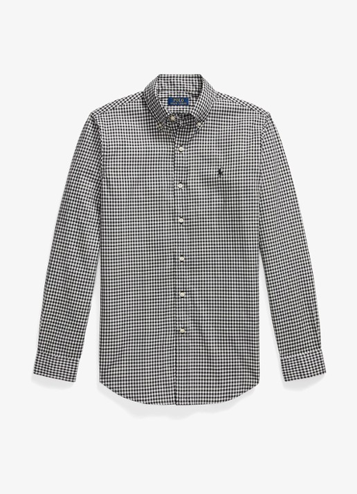 Ralph Lauren Custom fit overhemd met ruitdessin - voorkant 3 nero/blanc