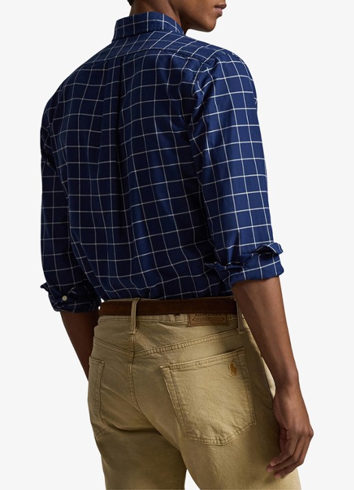 Ralph Lauren Custom fit overhemd met ruitdessin - achterkant 3 navy white / donkerblauw