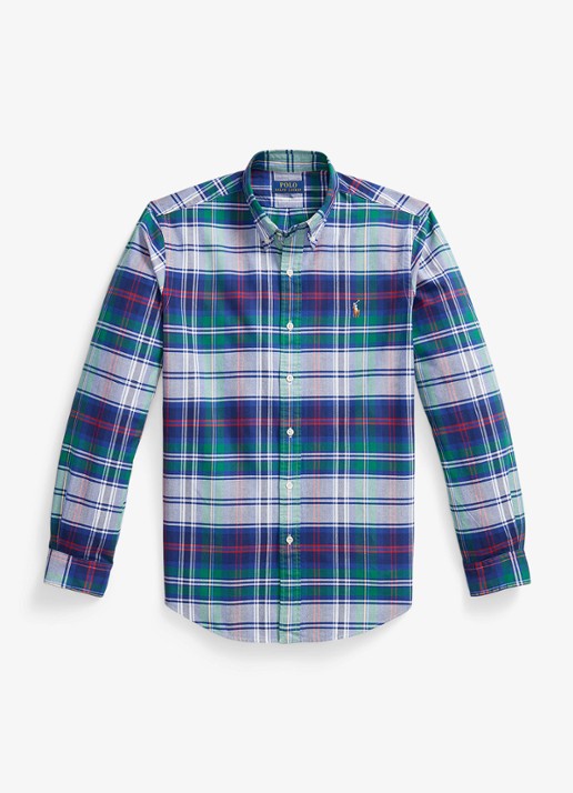 Ralph Lauren Custom fit overhemd met ruitdessin - voorkant green blue multi / groen