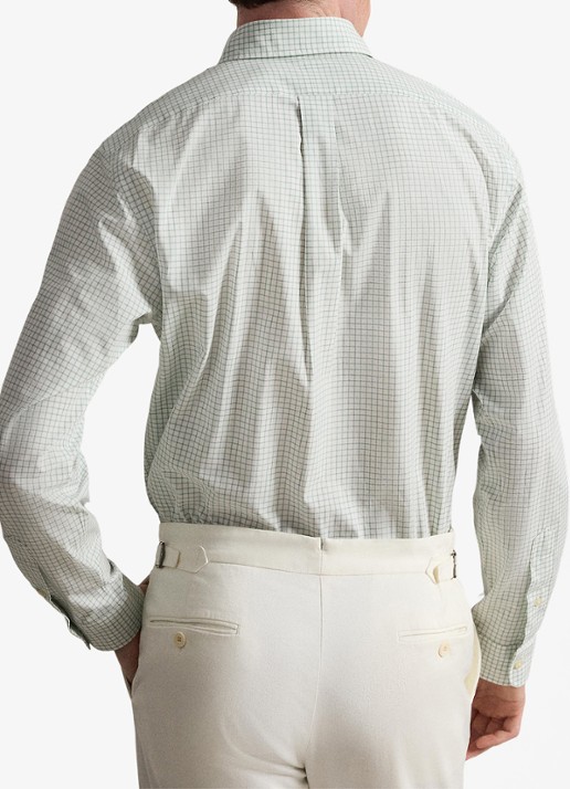 Ralph Lauren Custom fit overhemd met ruitdessin - achterkant 3 faded mint white / mint
