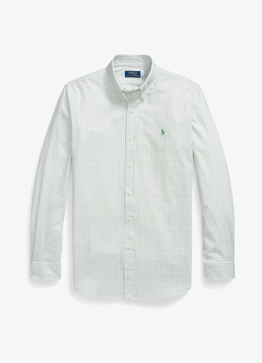 Ralph Lauren Custom fit overhemd met ruitdessin - voorkant faded mint white / mint