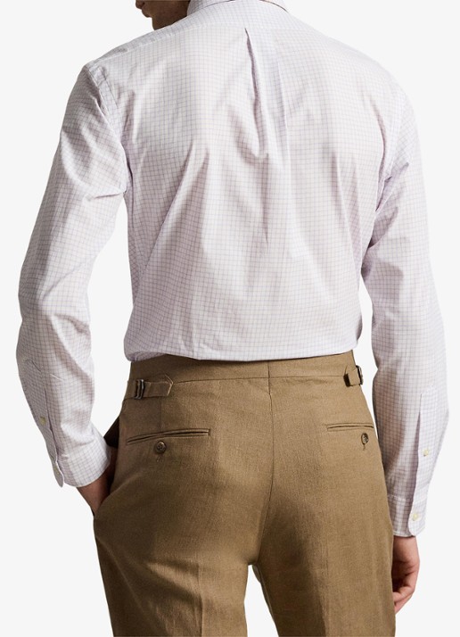 Ralph Lauren Custom fit overhemd met ruitdessin - achterkant 3 powder purple white / paars