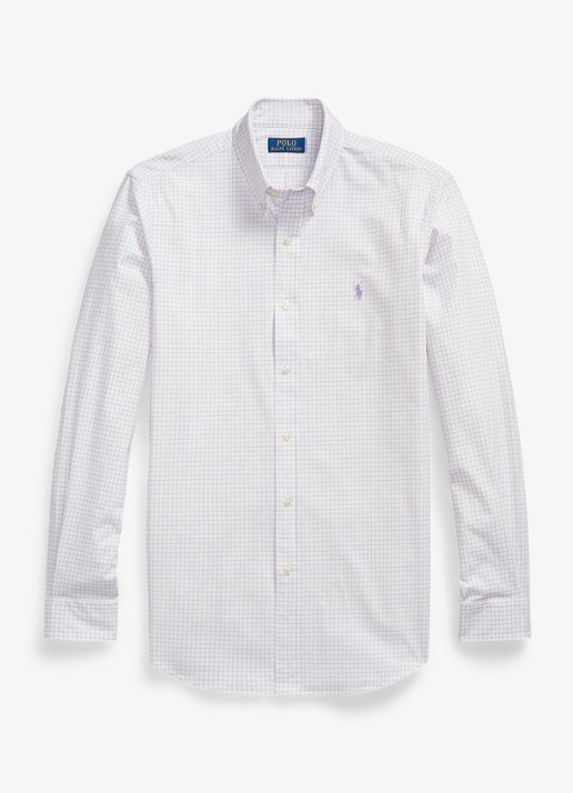 Ralph Lauren Custom fit overhemd met ruitdessin - voorkant 4 powder purple white / paars